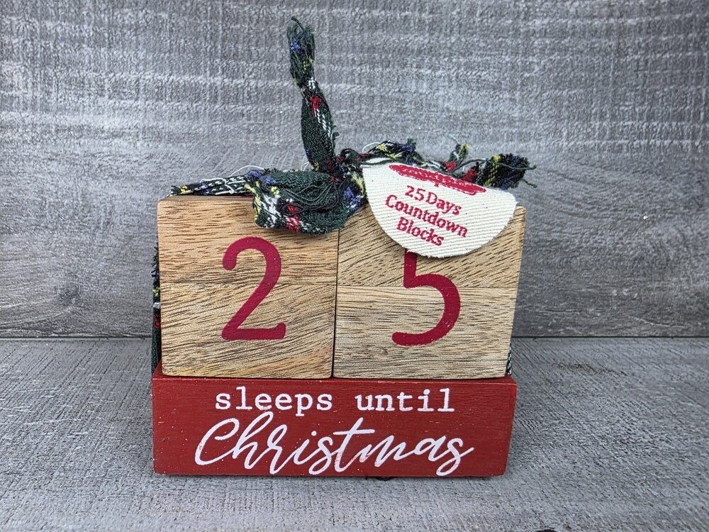 Sleep Till Christmas Countdown Calendar Wooden Advent Mud Pie Retired 168a